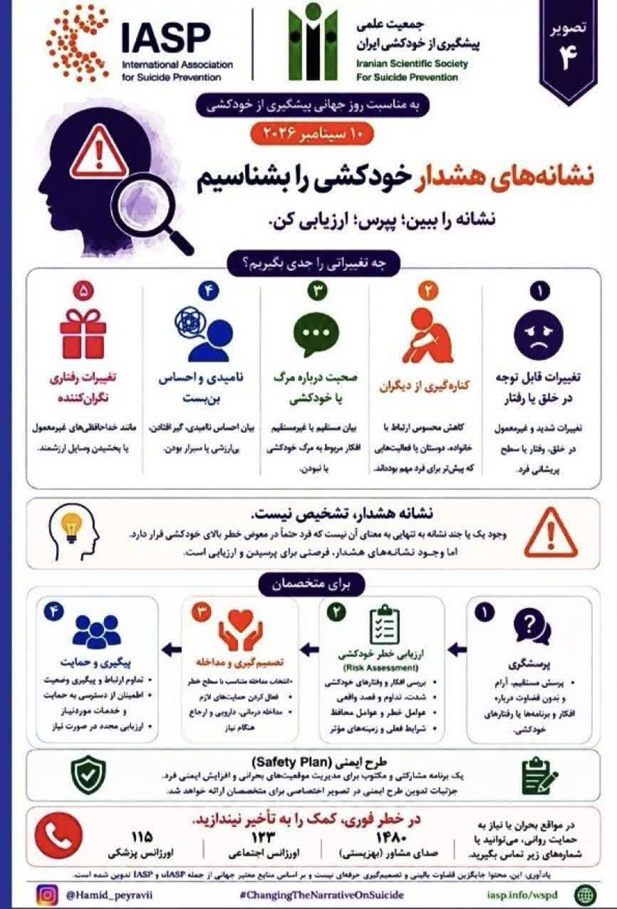 آموزش نشانه‌های هشدار خودکشی در روز جهانی پیشگیری از خودکشی
