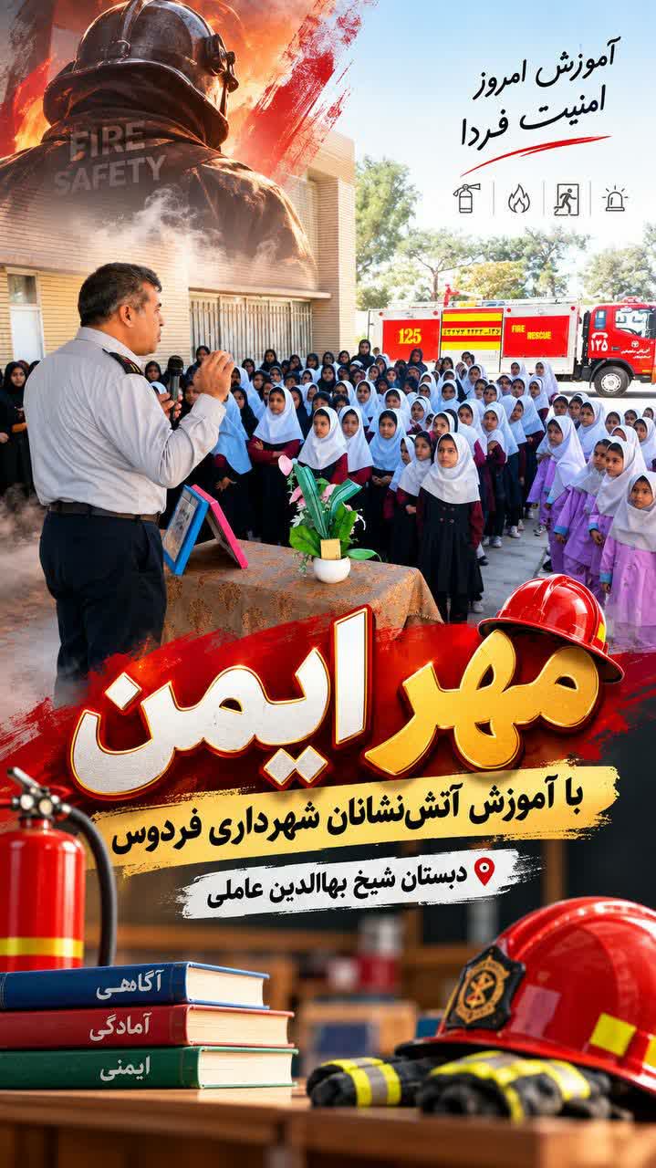 برگزاری آموزش‌های ایمنی و آتش‌نشانی در دبستان شیخ بهاءالدین عاملی فردوس