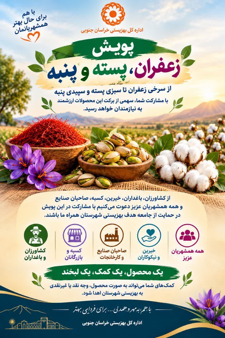 پویش مردمی زعفران، پسته و پنبه برای کمک به نیازمندان بهزیستی بشرویه
