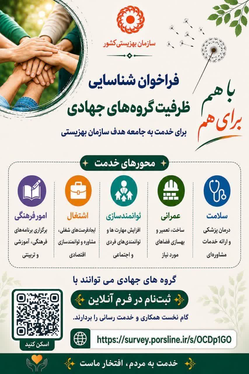 فراخوان گروههای جهادی سازمان بهزیستی در جهت
